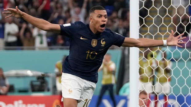 Kylian Mbappe scores for France vs Denmark